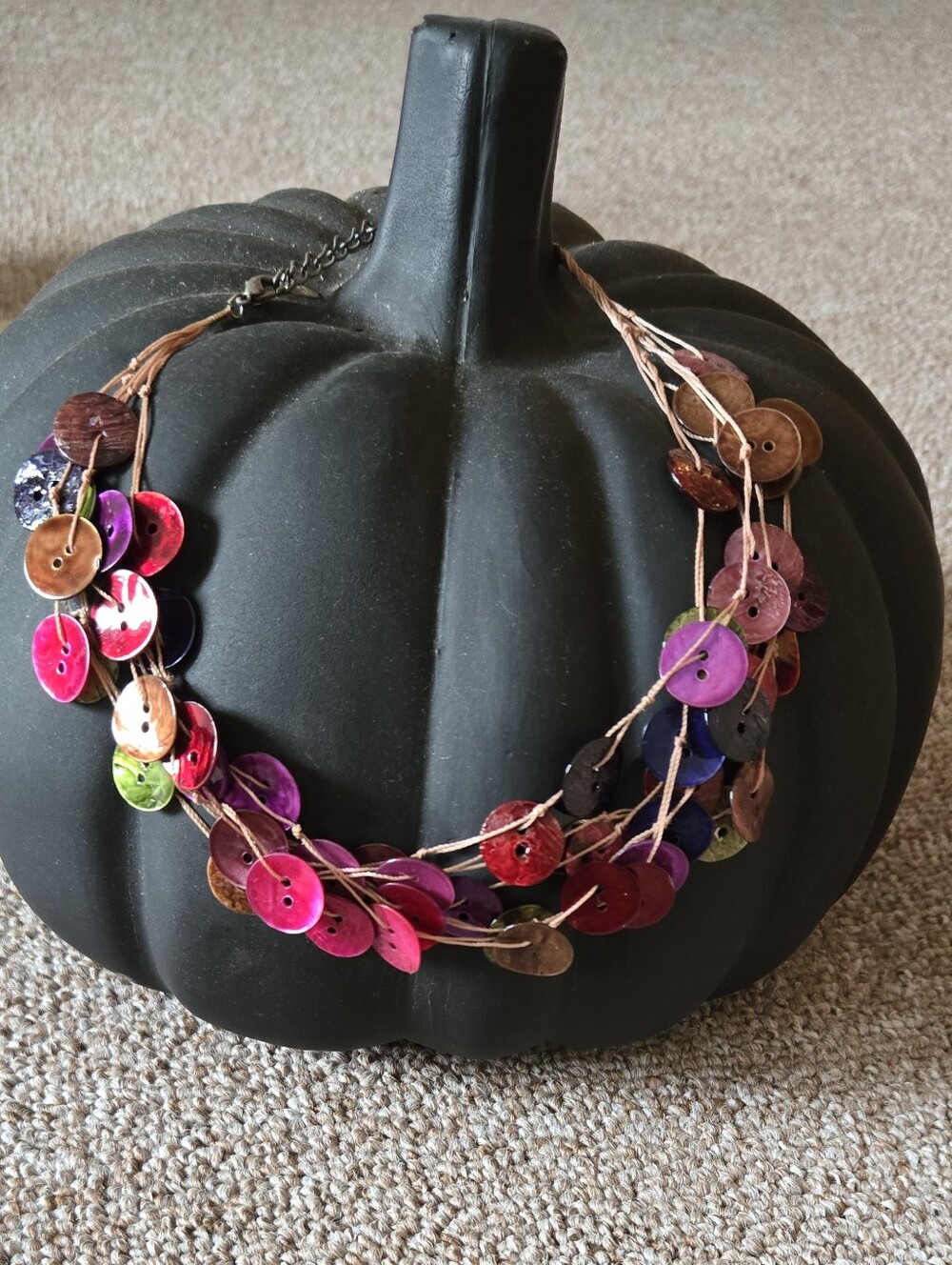 Multicolor Disc Layered Necklace - Vibrant Button Necklace